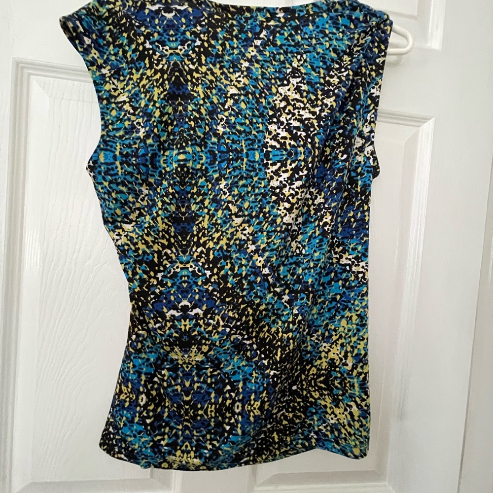 Jones Studio Blue and Yellow Patterned Blouse